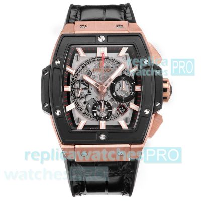 Swiss Copy Hublot Spirit of Big Bang 45mm Black Bezel Rose Gold Two-Tone Watch 